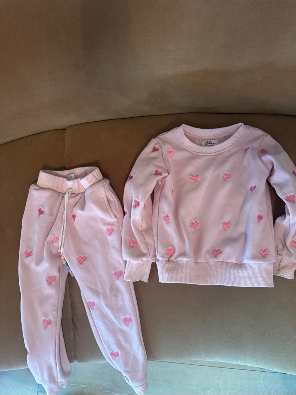 Lola and The Boys Pink Heart Sweatshirt & JoggerSet
